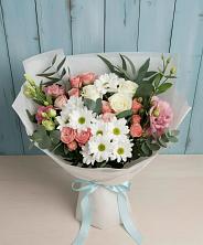 Букет цветов из:  Розы, Лизиантусы и Хризантемы в Арсеньево