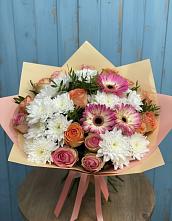 Букет цветов из:  Розы, Герберы и Хризантемы в Арсеньево