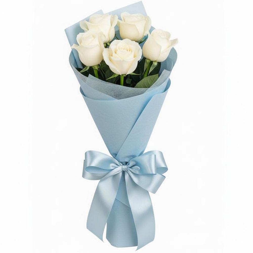 Букет 5 Белых роз Проуд в Арсеньево
