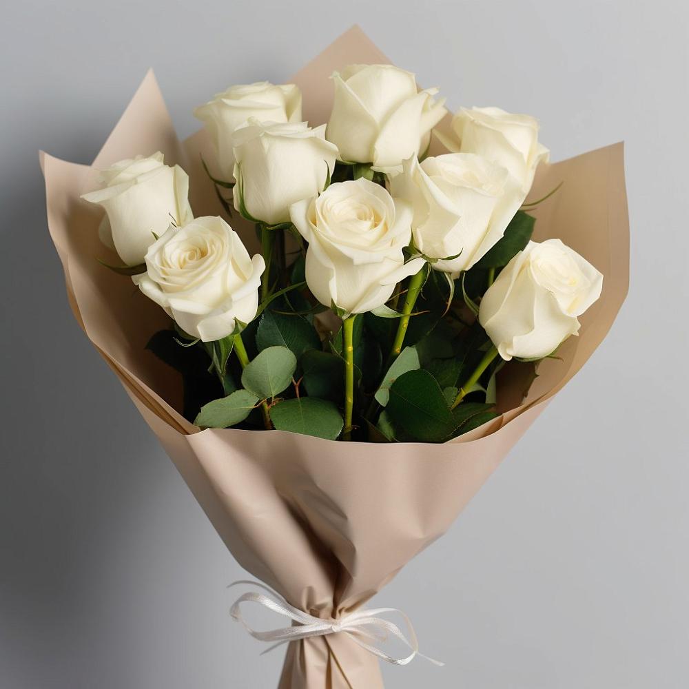 Букет 9 Белых роз Эдлесс Лав в Арсеньево