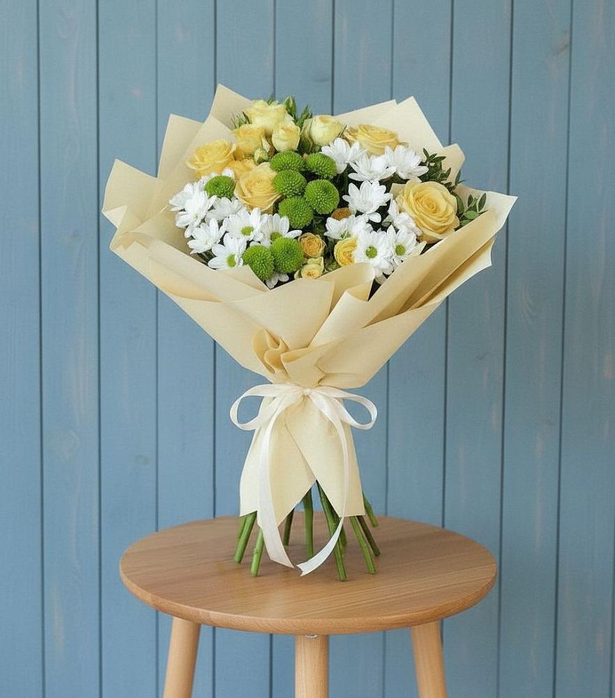 Букет цветов из: Хризантемы и Розы в Арсеньево