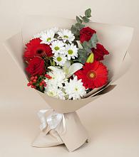 Букет цветов из:  Розы, Хризантемы, Герберы и Лилии в Арсеньево