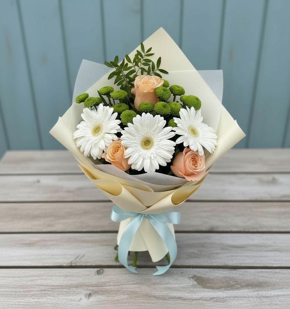 Букет цветов из: Герберы, Розы и Хризантемы в Арсеньево