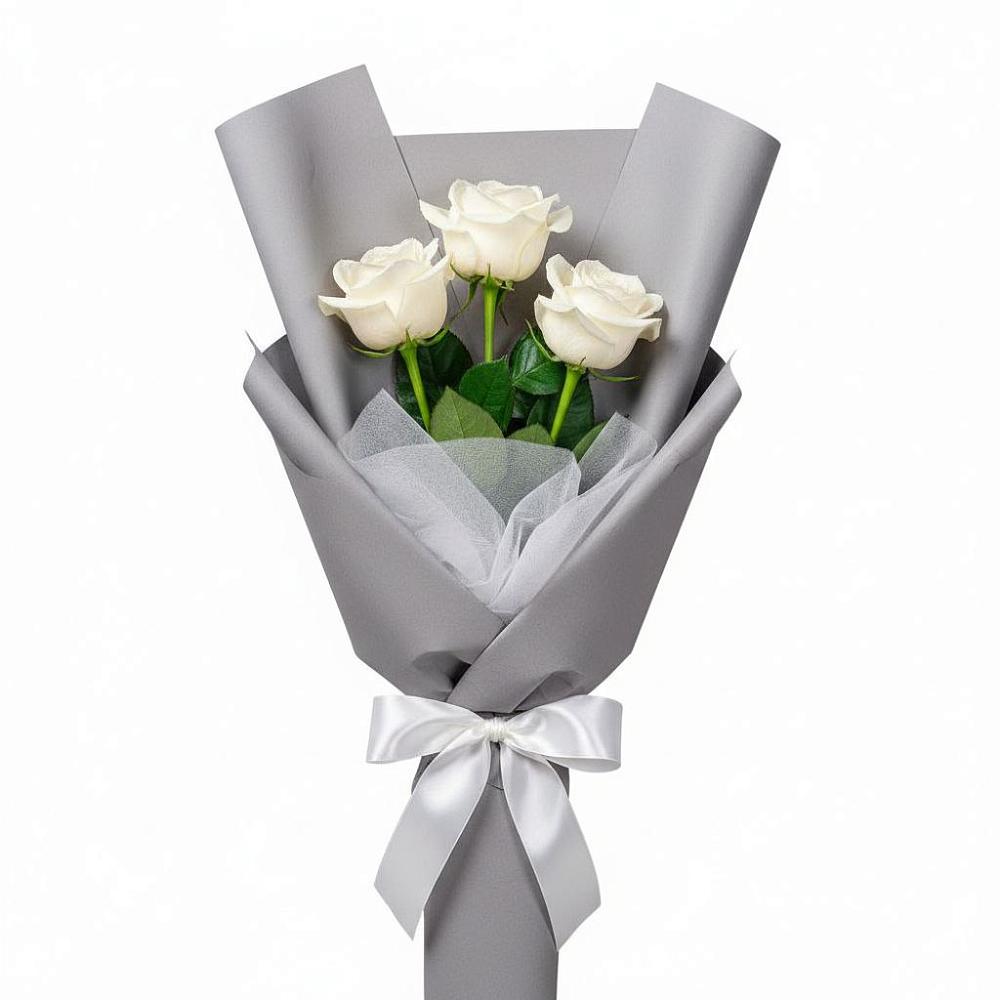 Букет 3 белые розы в Арсеньево