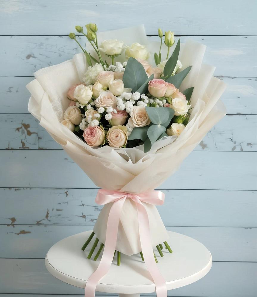 Букет цветов из: Розы и Лизиантусы в Арсеньево