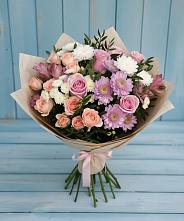 Букет цветов из:  Хризантемы, Розы и Альстромерии в Арсеньево