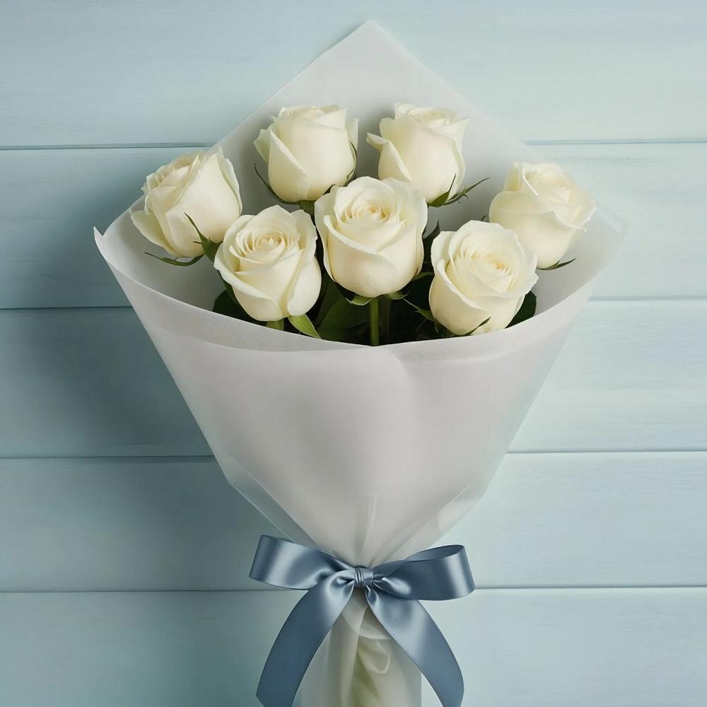 Букет 7 Белых роз Эдлесс Лав в Арсеньево